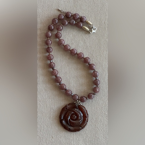 20 inch Lepidolite gemstone bead necklace NWOT - Picture 3 of 16